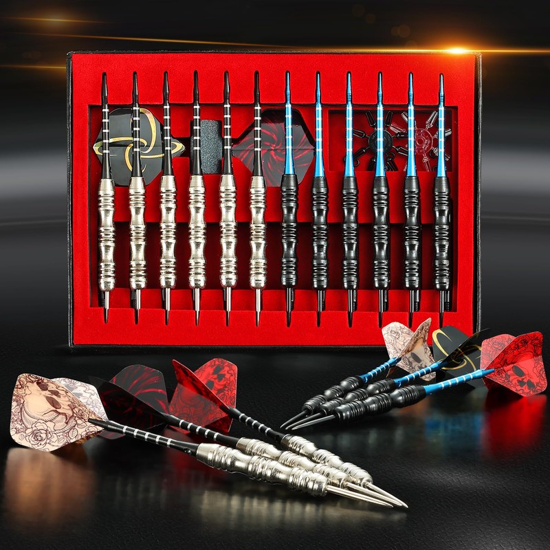 WINSDART ADKX Steel Tip Darts 12 Pack Set with Nonslip