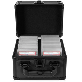 OUUTMEE Graded Card Case - Aluminum Alloy Graded Card Storage Box Compatible with 40 Card Slabs, Sports Trading Card Case Fits PSA, CSG, BGS and Top Loaders
