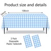 2 Pcs Blue and White Checkered Tablecloth, Blue Plastic Table