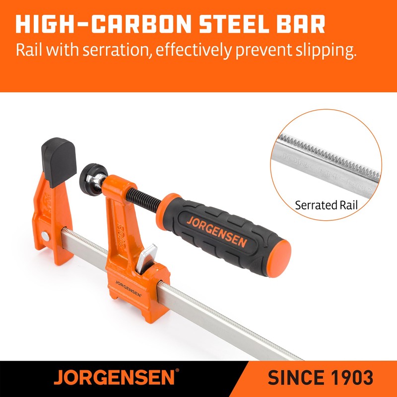 JORGENSEN 2-pack Steel Bar Clamps Set, 12-inch Medium Duty, 600