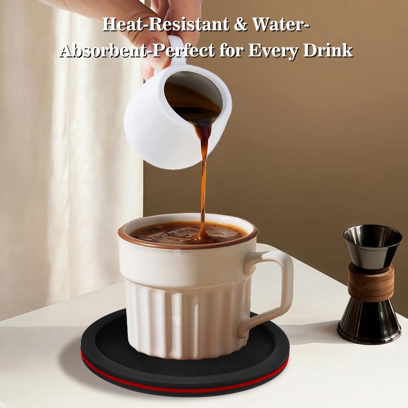 Sleek Absorbent Coasters with Holder – Silicone Cup Mat with
