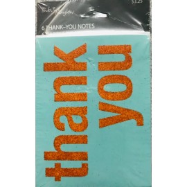 Tender Thoughts Thank You Notes (Teal & Orange Glitter). New.