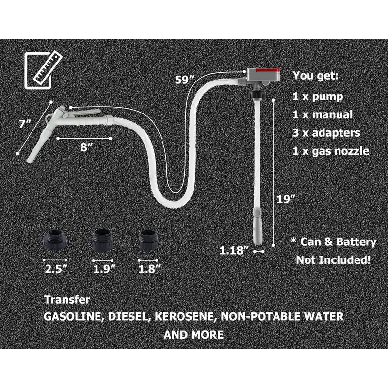 Fuel Transfer Pump Battery Powered Electric Portable Gas Can Tank