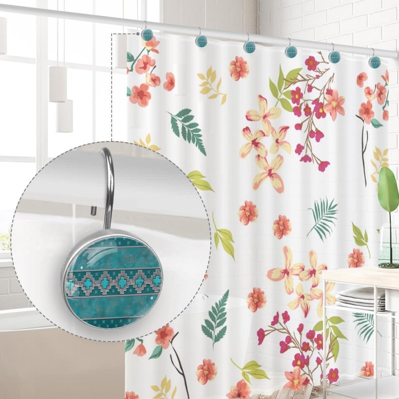 Silver Santa Southwest Turquoise Arizona Desert Western Lodge Decorative Shower