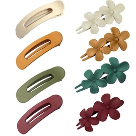 8Pcs Flat Hair Clips, French Concord Flat Hair Clips for Women Girls, 2 Styles Claw Clips for Thick Thin Hair, Matte Non-slip Hair Clips for Wedding Prom Party Hair Decorations(Color B)