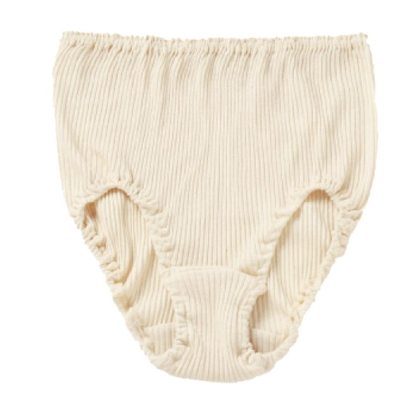 Organic Cotton Fabric Seamless Rib Shorts, Off White, M -