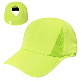 Ponyflo Womens Ponytail Baseball Cap - Ponytail Hats for Women - Womens Ball Cap - High Ponytail Hats for Women - Womens Hat with Ponytail Hole - Womens Ponytail Hat - Womens Baseball Cap - NeonYellow