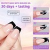 Maigitur Black French Tip Nails - Press On Coffin Shape