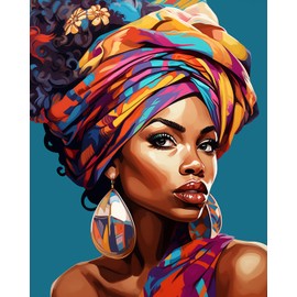 African American Woman Paint By Bumbers for Adults Graffiti Women Afro Girl Portrait DIY Paint by Numbers Acrylic Paint Canvas Abstract Black Women Painting Kits Art 16x20 Inch （without Frame）