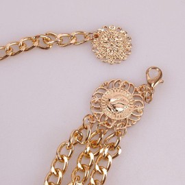 KRYMSON Pack of 2 Multilayer Round Brand Waist Chains, Gold and Silver Waist Chains, Women's Waist Chains, Pirate Belt, Chain Belt, Corset Waist Chains, Retro Waist Chains, Gold, silver