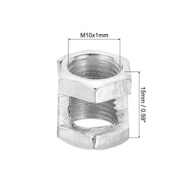 PATIKIL M10x1mm Hexagon Coupling Nut, 6 Pack 15mm Thread Zinc Plated Fastener Lamp Pipe Rod Connector Hex Hardware for Chandelier Ceiling Light DIY, Silver