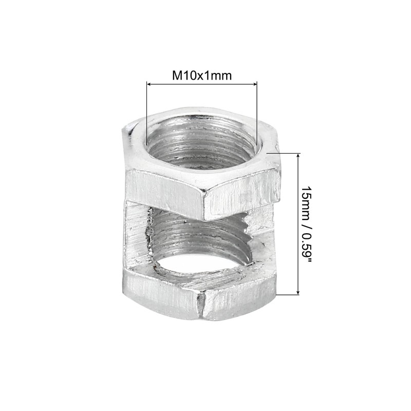 PATIKIL M10x1mm Hexagon Coupling Nut, 6 Pack 15mm Thread Zinc