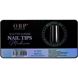 OBP Soft Gel Tips Cuadrada Mediana Para Uñas 560 Piezas Manicura 16 Tamaños Transparente