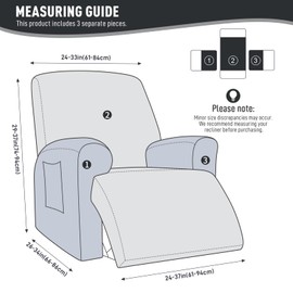 KinCam Recliner Covers, Stretch Reclining Chair Covers, Recliner Sofa Slipcovers Stripe Jacquard Recliner Couch Covers Furniture Protector Covers for Pet Kid (1 Seater, Deep Gray)