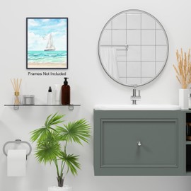 IKORNUO Beach Wall Art, Ocean Sailboat Seaside Pictures for Bathroom Living Room Wall Decor, 8 x 10 inches, Set of 4, Unframed