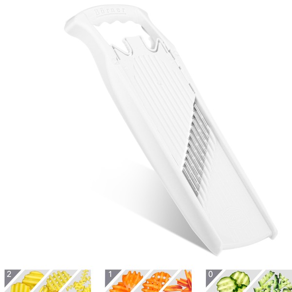 Börner Welle-Waffel PowerLine Gemüsehobel (Weiß) • Gemüseschneider für Wellen- &