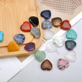 20pcs Natural Heart Healing Crystals Rose Quartz Heart Stones Gemstone Heart Worry Stone Crystals Healing Stones Set Bulk Polished Bag Palm Thumb Gemstones Chakra Reiki Balancing