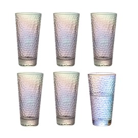 HOMEE Highball Glasses Set of 6 - 14 oz Tall Drinking Glasses - Colorful Heavy Base Tall Glass Cups - Mojito, Bourbon, Iced Tea, Water, Soda, Juice, Tequila, Cocktail, Glassware Sets