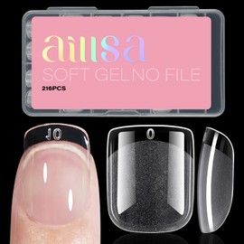 AILLSA Extra Short Square Nail Tips Soft Gel Full Cover Half Matte Nail Tips Clear Gelly Pre-Shaped Nail Tips Press On False Nail Tips Extension for Home DIY Manicure Salon 216PCS 12 Sizes