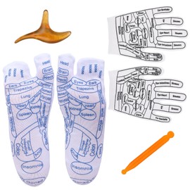 Reflexology Socks with Tools, Foot Massage Socks and Tool Set, Acupuncture Chart Foots Reflexology Socks with Pressure Point Massage for Men, Relief Stress & Aches