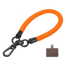 MECCANIXITY Phone Lanyard Universal Polyester Wrist Lanyard with Lanyard Patch for All Smartphone Bright Orange 1 Pack