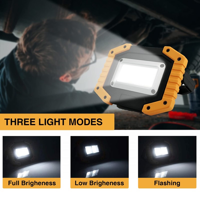 Tekstap LED Work Light Rechargeable, 30W 2000LM Portable Waterproof Rechargeable