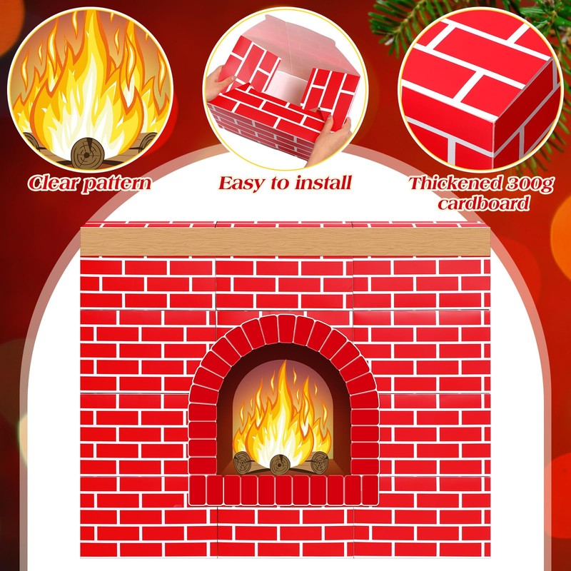 Fullhawl 3D Artificial Red Brick Cardboard Fireplace 39 x 35