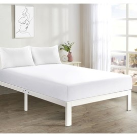 Fitted Sheet Double size White Soft, Deep Pocket, Wrinkle Free, Easy Care Poly Cotton (D white)