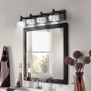 Modern 4-Light Matte Black LED Vanity Light Fixture with Crystal