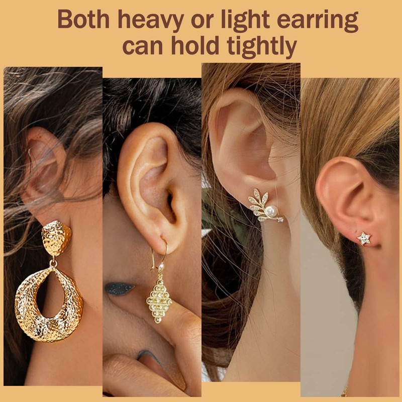 18K Gold Earring Backs for Studs, 16Pcs Comfortable Silicone Earring