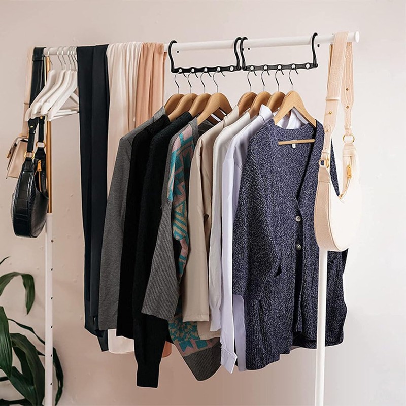 10 space saving hangers, sturdy 5-hole cascading hangers for organizing