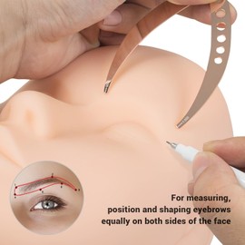 Calipadora de Relación Dorada de Cejas, Herramienta de Medida Simétrica, Regla de Posición de 3 Puntos para Extensiones de Cejas Microblading (Oro rosado)