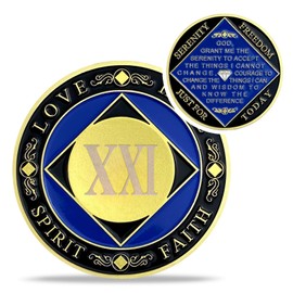21 Year NA Medallions - Recovery Narcotics Anonymous Chips - 21 Year Living Clean Sobriety Coin - (Years 1-30) Journey Celebrate Recovery Addicts - Narcotics Anonymous Gifts for Men Women