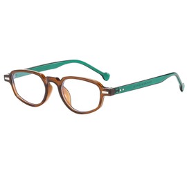 Long Keeper Oval Blaulichtfilter Brille Damen Herren Retro Anti Blaulicht Computerbrille BlauLicht Blockierende Brille Kleine Rechteck Anti Blendung Gamingbrille (Durchsichtig Braun)