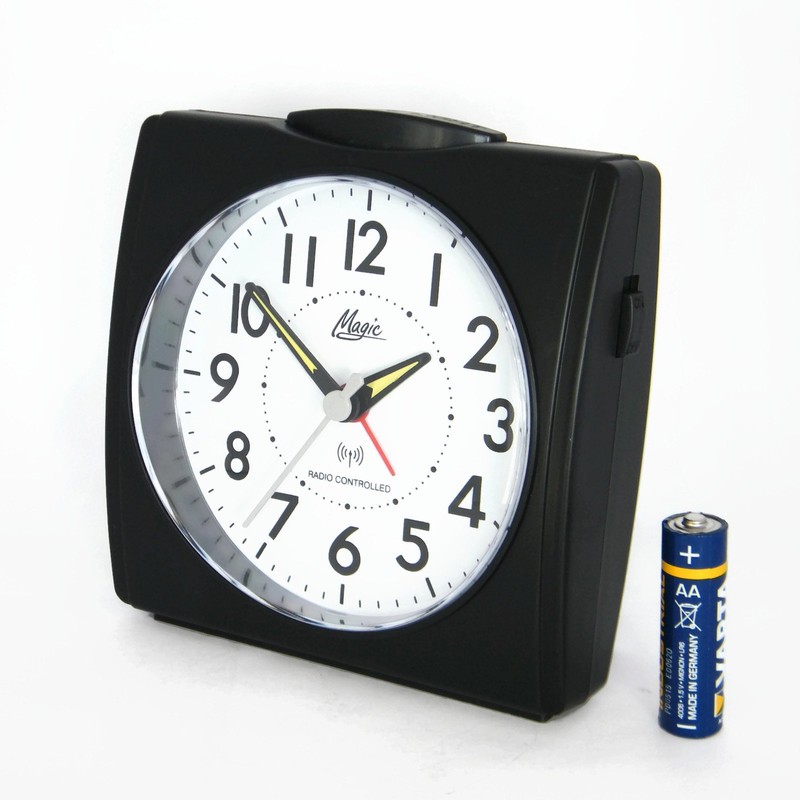 Magic Großer XXL Funkwecker Licht Snooze DCF77 Schwarz Analog -