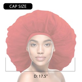 Donna Super Jumbo Day & Night Cap Silk Bonnet for Women, Satin Bonnet for Sleeping Hair Cap Shower Cap for Women Red