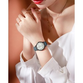 CIVO Men's Watches Women's Watch Leather Strap Analogue Quartz Waterproof Large Numbers Easy to Read Wristwatches Men Women for Gift Sport Outdoor, Women's blue, Strap.