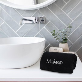 Toallas de Maquillaje - Paquete de 6 - Paño de Microfibra de Felpa de Coral Ultra Suave y Delicado para Lavar la Cara y Remover el Maquillaje, 33 x 33 cm, Negro
