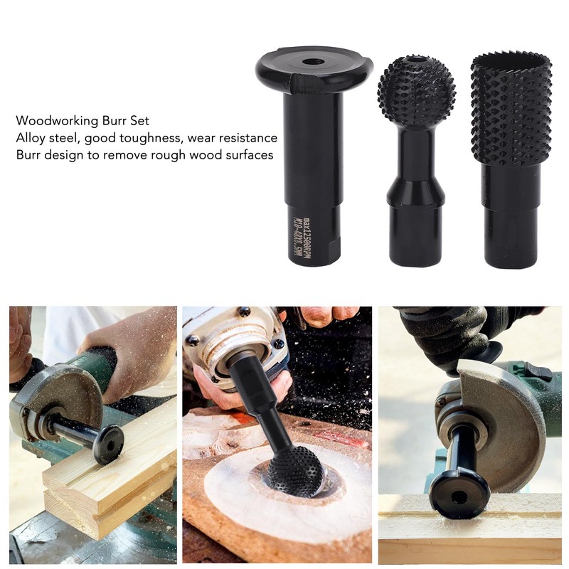 3PCS Angle Grinder Attachments M10 Rotary Sphere Burr Grinding Slotting