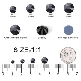 Meibite Hotfix Rhinestones Bulk, 14400PCS Black Hot Fix Rhinestones for Clothes DIY Decoration Crafts, Black, SS16, 3.8-4.0mm