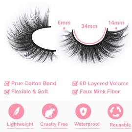 Kiromiro False Eyelashes Natural Look Wispy Faux Mink Lashes Fluffy 14mm Cat Eye Short Strip Lashes Pack