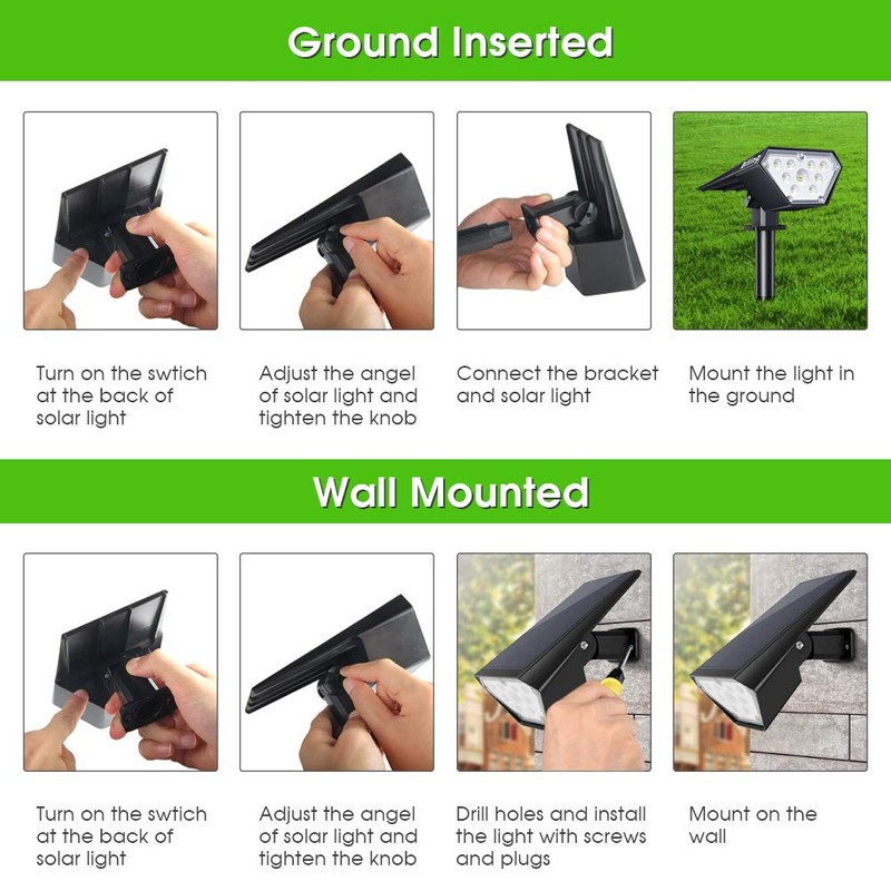 Biling Solar Spot Lights Outdoor, Bright 700 Lumen Solar Outdoor