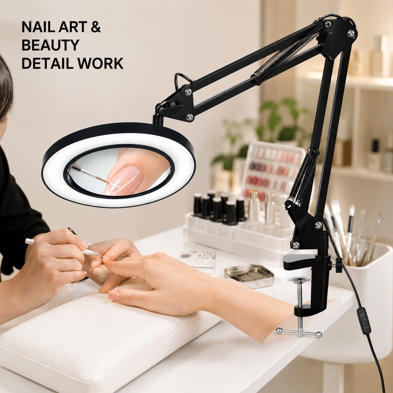 10X USB LED Magnifying Lamp with Clamp, 72 LEDs, Short