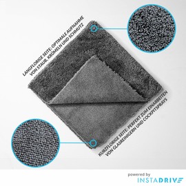 INSTADRIVE Universaltücher 40 x 40 cm, 3 Stück – Ultraweiche Allzweck-Mikrofasertücher (380 GSM) für Reinigung und Pflege von Cockpit, Lack, Detailing, Politur, Felgen und dem gesamten Auto