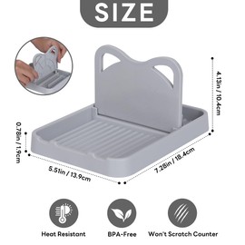 ALXBSONE Plastics Spoon Rest Utensil Rest, BPA Free Cooking Spoon Holder Cute Cat Pot Lid Holder for Spoons,Pot Lids,Spatulas,Utensils,Forks(Grey)
