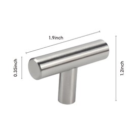 Septe 12 Pack T-Type Silver Cabinet Knobs, Single Hole Drawer Pulls Cabinet Hardware with Screws, Suitable for Kitchen Bedroom Bathroom Furniture