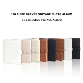 Photo Album, 128 Pockets Photo Album for 12 11 Instant Camera, Album Pages, Card Collector, Vintage Photo Album (Cream White Wave)