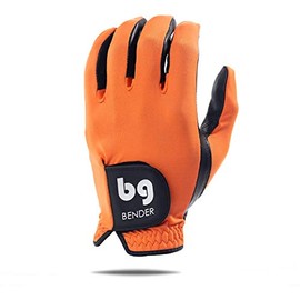 Bender Gloves Men's Spandex Golf Glove, Worn on Left Hand (Orange, Medium)