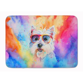 Caroline's Treasures Westie Hippie Dawg Memory Foam Kitchen Mat Machine Washable Anti-Fatigue Mat Cushion Comfort Bath Mat or Kitchen Rug