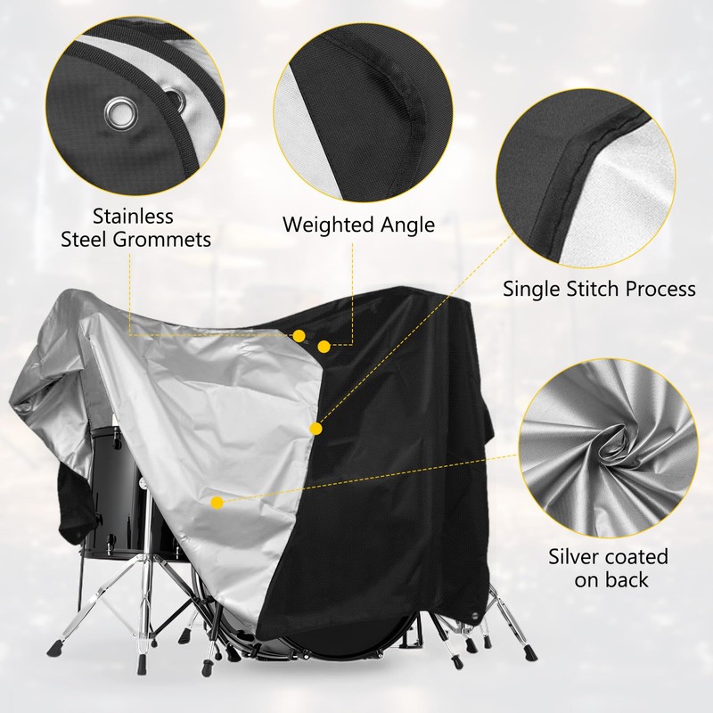 Gasadar Drum Set Dust Cover Water-Resistant Dustproof Protective Cover for
